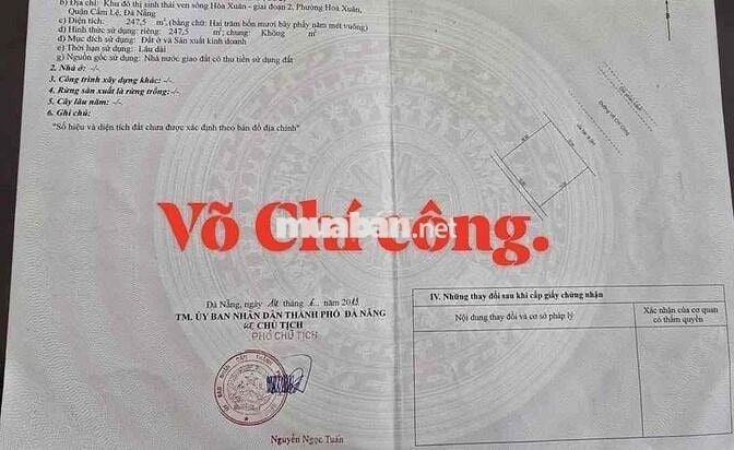 - Cần Bán lô đất mặt tiền đường 33m đường Võ Chí Công - Hòa Xuân - ĐN
