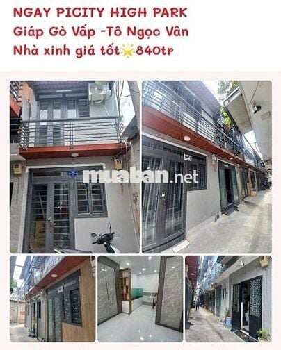Nhà 2 Tầng, ngay Picity High Park, Giáp Gò Vấp, 840Tr