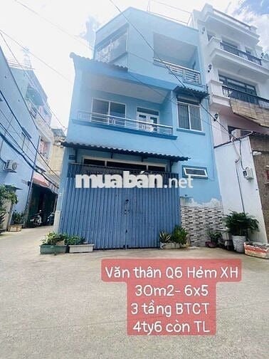 BÁN NHÀ HẺM XE HƠI VĂN THÂN 3 TẦNG BTCT 30M2
