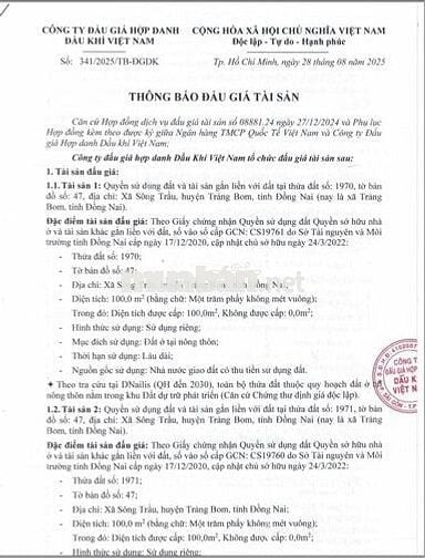 BĐS Xã Sông Trầu, Trảng Bom, Đồng Nai (nay làTrảng Bom, tỉnh Đồng Nai)