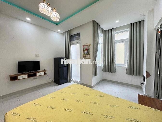 CĂN HỘ 1 PHÒNG NGỦ ĐƯỜNG CHU VĂN AN. BAN CÔNG . FULL NỘI THẤT