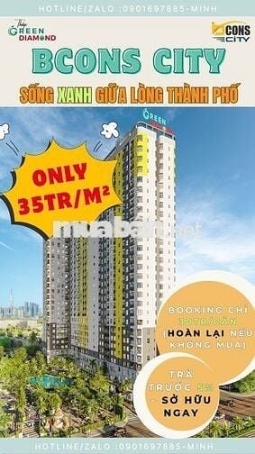 🌟CHỈ 285 TRIỆU NHẬN NGAY CĂN HỘ BCONS 2PN 🚄 LIỀN KỀ GA METRO - 35TR/m²