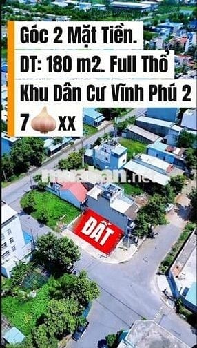 Bán Đất KDC Vĩnh Phú 2 Thuận An. Diện Tích 180m2. Full Thổ Cư. 7🧄xx
