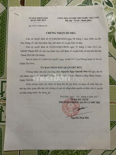 Chủ bán nhà 42/18/3 đường số 47 Hiệp bình chánh Thủ Đức