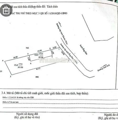 nền thổ cư rộng 365 m2 đường đal 4m oto đi
