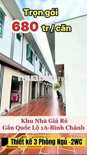Nhà mới 2 phòng ngủ, full nội thất chỉ 680tr. Cách Chợ Bình Chánh 3km