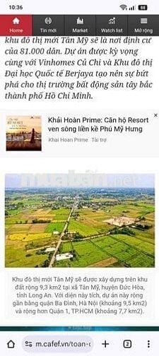 Bán đất thổ cư Tân Mỹ thuộc Dự án Vingroup Long An