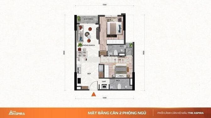 Bán căn hộ The Aspira 2PN 65m² – Giá 2,1 tỷ – Thanh toán 20%