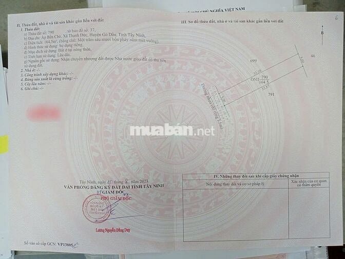 BÁN ĐẤT THỔ CƯ 500TR PHÁP LÍ SẠCH Ở KCN THẠNH ĐỨC - GÒ DẦU - SỔ HỒNG