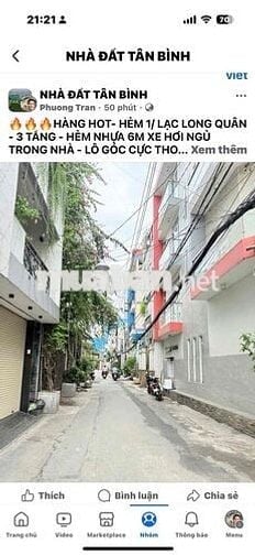 ✨✨Nhỉnh 6.x tỷ_  HXH 1/ Lạc long quân_3 TẦNG _Dt 4,3x12m (nở hậu)