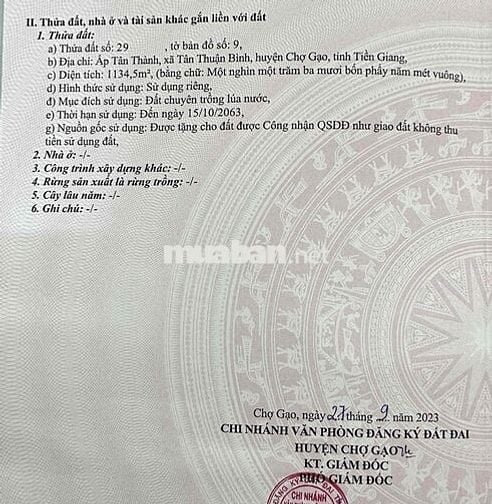 Cần ra gấp đất vườn Tiền Giang