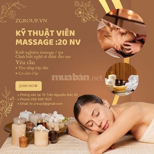 TUYỂN 20  KỸ THUẬN VIÊN MASSGE