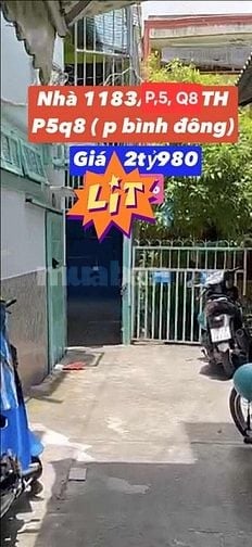 Nhà 1trệt, 1lầu, H1183 Phạm T Hiển P5, Q8. Ngang 3,5m/Nở hậu 4mx D13m