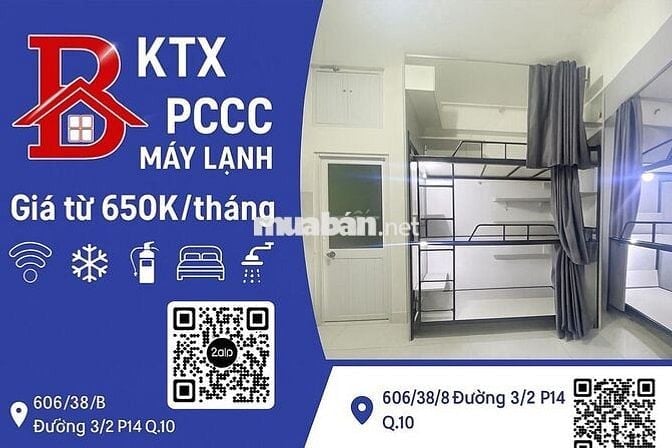 CHO THUÊ KÍ TÚC XÁ AN NINH SẠCH SẼ QUẬN 10 –  THÁNG 9 CHỈ 650K/GIƯỜNG