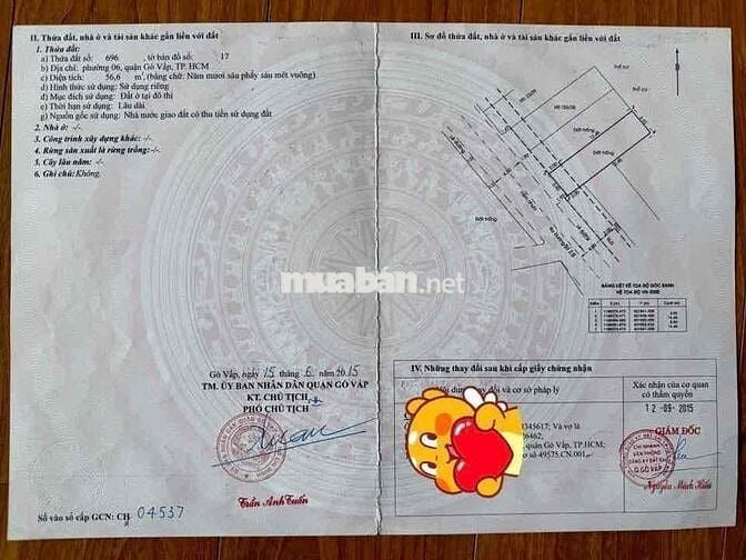 Bán lô đất đẹp 3.92x14.45m2(cn:56.6m2) đường 28 P6 Gò Vấp