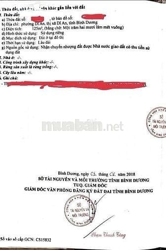 Cần Bàn Nhanh Nhà Mặt Tiền Đường, D1, Dĩ An, Bình Dương, SHR, 1TY430TR