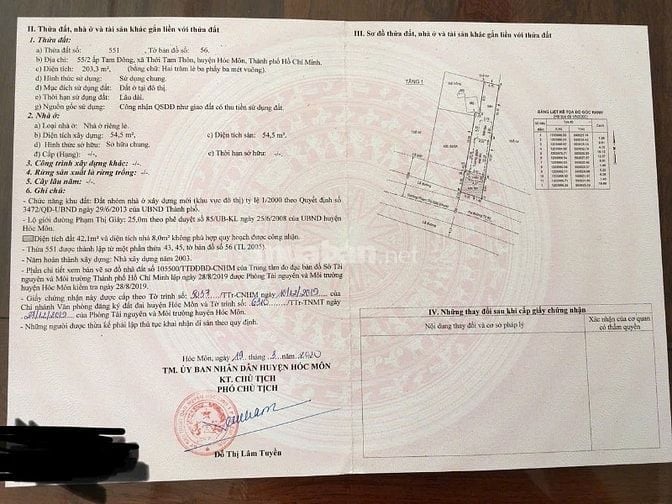 Bán gấp nhà và đất thổ cư (dt 203,3 m2) tặng kèm đất trồng cây 190m2