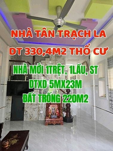 Nhà 1trệt, 1lầu, ST, Ấp 1, Tân Trạch, Cần Đước, LA, 330,4m2 thổ cư 