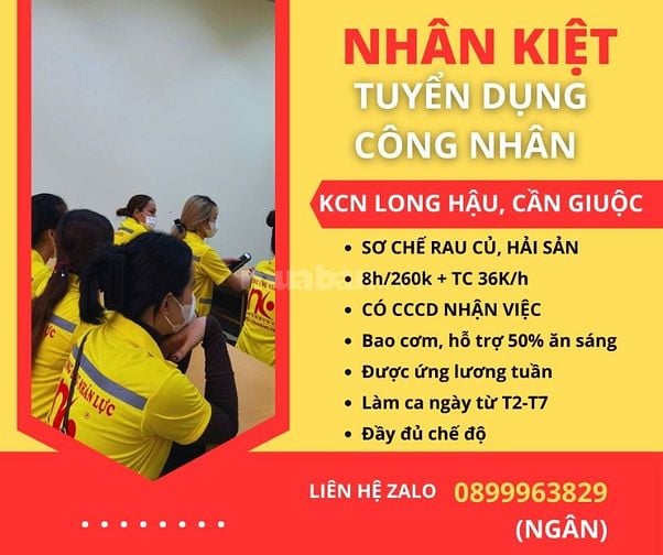 TUYỂN CÔNG NHÂN LAO ĐỘNG PHỔ THÔNG CCCD NHẬN VIỆC NGAY