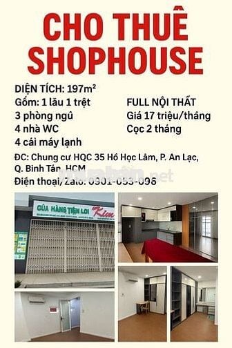 Căn hộ  197m2 3PN 4Wc  HQC 35 hhl ,Q.bình Tân.
