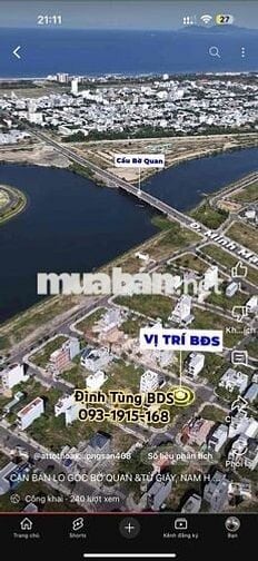 BÁN LÔ GÓC VIP KHU BỜ QUAN, NAM HÒA XUÂN NGŨ HÀNH SƠN ĐÀ NẴNG