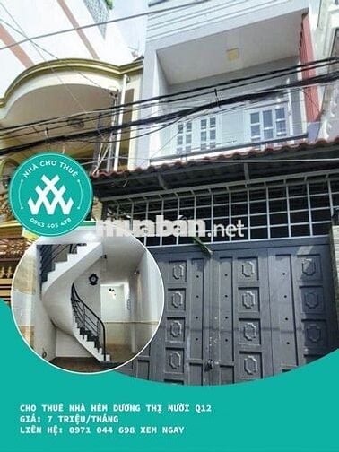 CHO THUÊ NHÀ GIÁ RẺ 1/ĐƯỜNG DƯƠNG THỊ MƯỜI P. TCH Q12
