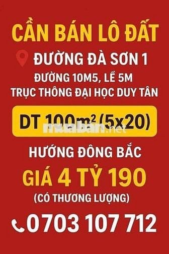 🚀 CẦN BÁN LÔ ĐẤT ĐẸP – ĐƯỜNG ĐÀ SƠN 1, LIÊN CHIỂU – KINH DOANH SẦM UẤT