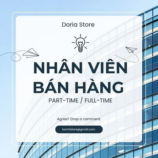 [Doria Store Quận Tân Bình] Cần tuyển người bán hàng Parttime/Fulltime