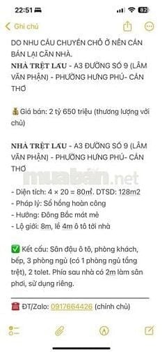 Nhà mặt tiền 128m2, 3 phòng ngủ, đường số 9, KDC 586 Cần Thơ