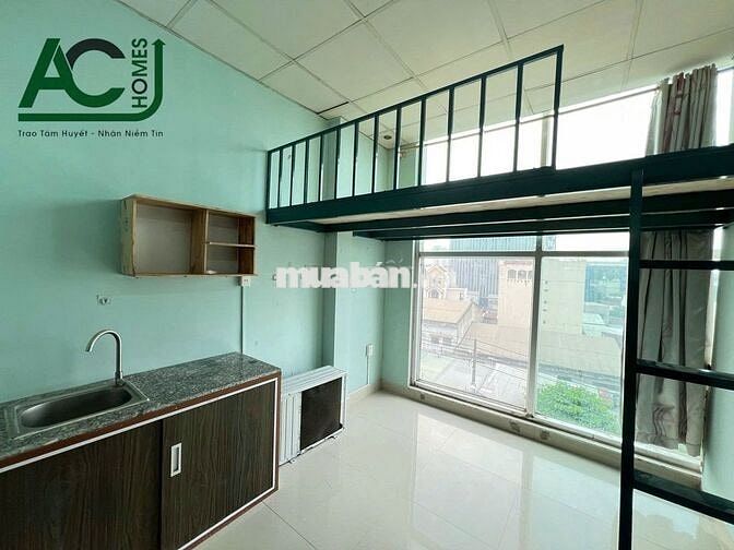 căn hộ 25m2 có gác cửa kính máy lạnh Q.12