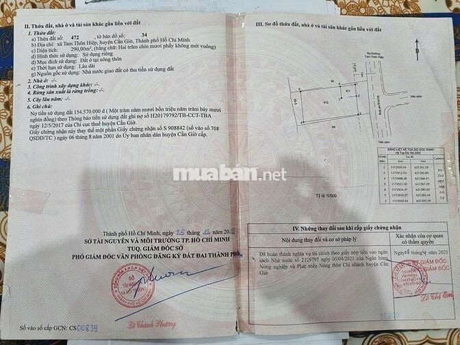 Bán đất tặng 2 căn nhà cấp 4  Ngang 13mx25m KDC An Phước Tam Thôn Hiệp