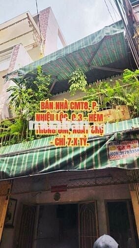 🔥 BÁN NHÀ CMT8, P. NHIÊU LỘC, Q.3 - HẺM THÔNG 6M, NGAY CHỢ - CHỈ 7.X