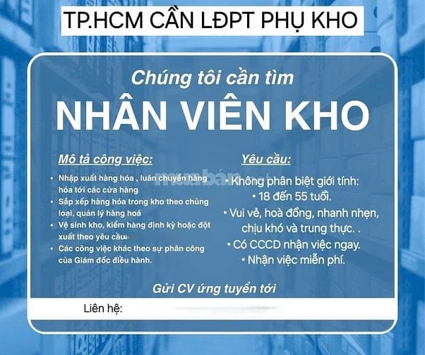 Huyện hóc môn cần 5 bạn đóng gói hàng hóa không cần kinh nghiệm 