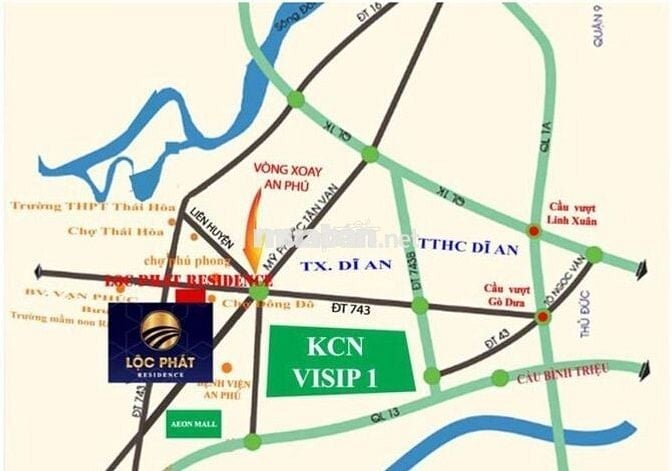 Bán đất liền kề phân lô gần Aeonmall Bình Dương