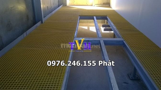 frp grating , thang cáp frp, stair nosing màu vàng kháng hoá chất 