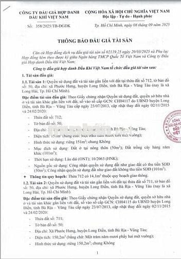 BĐS xã Phước Hưng, huyện Long Điền, tỉnh BR-VT (xã Long Hải, TP.HCM)