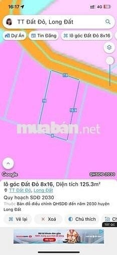 Cần bán lô góc 2 mặt tiền Đất Thị Trấn Đất Đỏ, cạnh KCN Đất Đỏ 
: