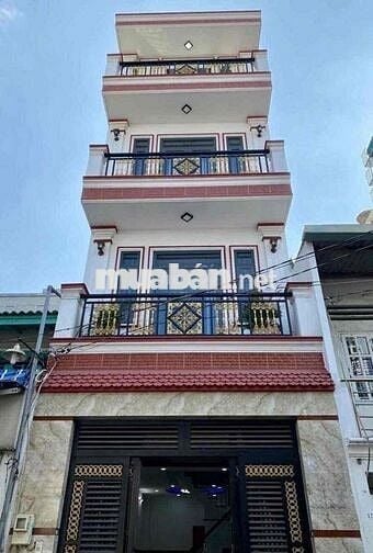 nhà trệt 2 lầu sân thượng, có 4 phòng ngủ 3wc