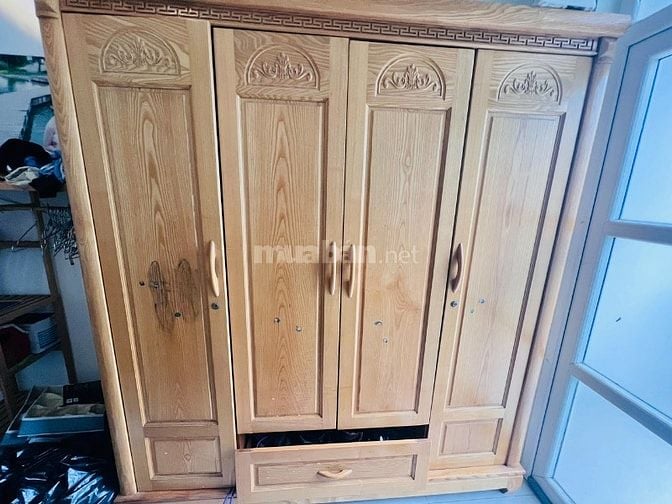 Tủ quần áo 4 cánh gỗ sồi Nga 2m
