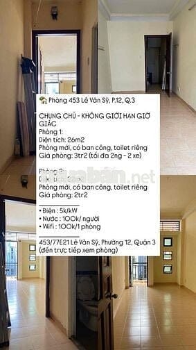 Phòng 453 Lê Văn Sỹ, P.12, Q.3 (26m2)