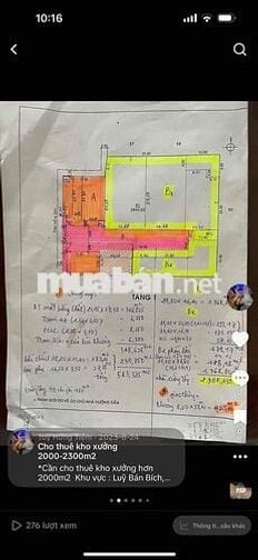 KHO XƯỞNG > 500M2 LUỸ BÁN BÍCH, TÂN PHÚ