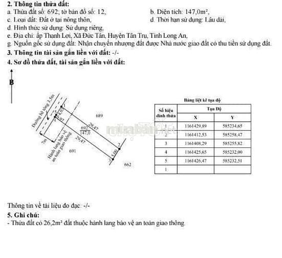 Quá ngộp, 147m2 đất thổ cư 5 x 29.5m đường ô tô huỳnh văn đảnh, 435tr