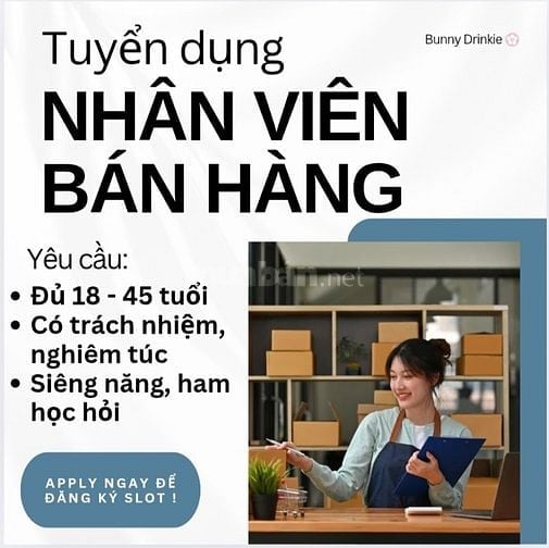 [Tuyển dụng] Bunny Drinkie cần người phụ bán hàng tại chi nhánh Quận 5
