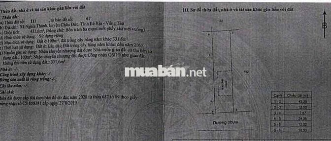 Ngân hàng thanh lý lô đất ngang 10m- 100m2 thổ cư- đường ô tô 6m