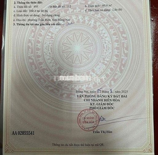 Bán đất khu dân cư Quang Vinh 5 x 20 cực đẹp