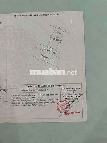 BÁN NỀN GIÁ TỐT 79.8MV GIÁ 3 TỶ 350 TR. KDC NAM LONG HỒNG PHÁT.