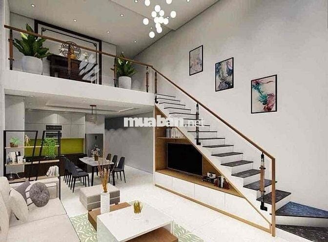 Nhà gác lửng xây kiên cố thiết kế hiện đại 3phòng ngủ, sổ thổ cư