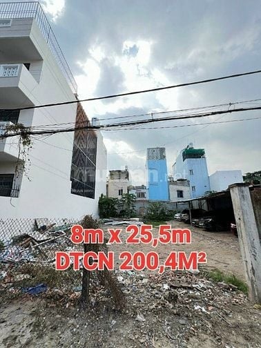 Cơ hội hiếm: Đất 200m², 8x25m, khu dân cư kín, trung tâm Bình Thạnh