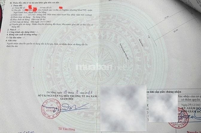 19.5tỷ/157,5m2.Đất đường Nguyễn Khắc Viện, nhìn ra Biển Sơn Thủy 