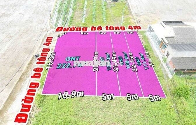 Thổ cư 2mt lô góc 222,7m2 đường gtnt 4m xã Nhựt Tảo Tân Trụ